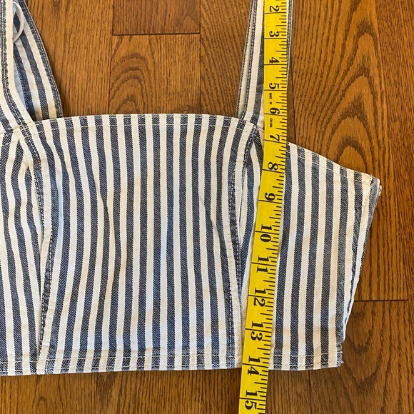 Zara Tank Top Crop Shirt Stripe Bra Top Blue Cream Denim Jean Fabric Small S NWT - Picture 10 of 10